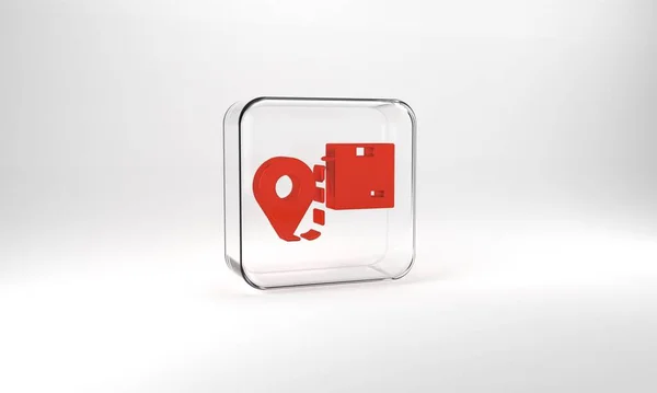Red Location Cardboard Box Icon Isolated Grey Background Delivery Services — Stock Fotó