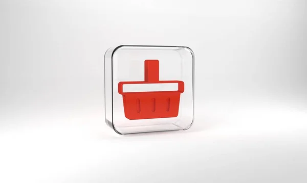 Red Shopping Basket Icon Isolated Grey Background Online Buying Concept — Photo