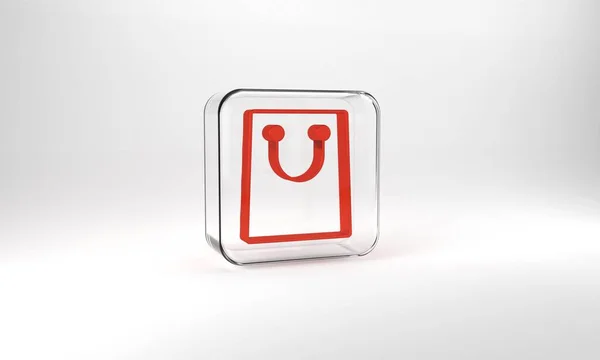 Ікона Червоних Паперових Пакетів Ізольована Сірому Тлі Пакувальний Знак Квадратна — стокове фото