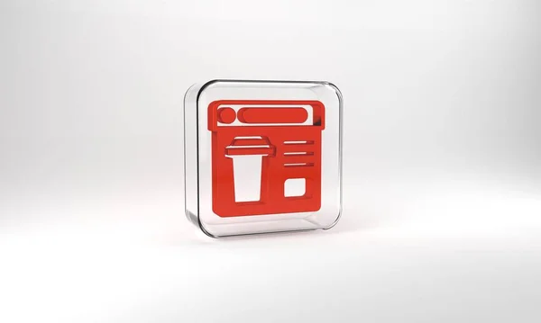 Red Online Ordering Fast Food Delivery Icon Isolated Grey Background — Stockfoto