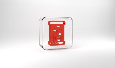 Red Futuristic cryogenic capsules or containers icon isolated on grey background. Cryonic technology for humans or cryogenic chamber. Glass square button. 3d illustration 3D render.