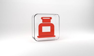 Red Inkwell icon isolated on grey background. Glass square button. 3d illustration 3D render.