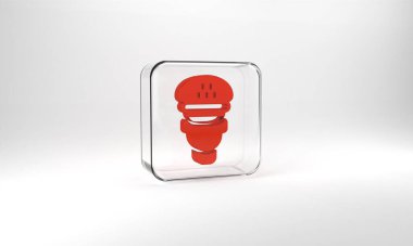Red Taxi driver icon isolated on grey background. Glass square button. 3d illustration 3D render.