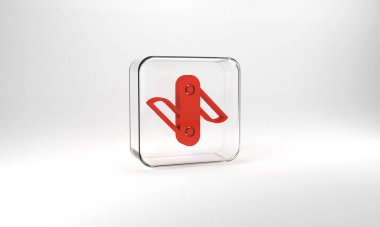 Red Swiss army knife icon isolated on grey background. Multi-tool, multipurpose penknife. Multifunctional tool. Glass square button. 3d illustration 3D render.