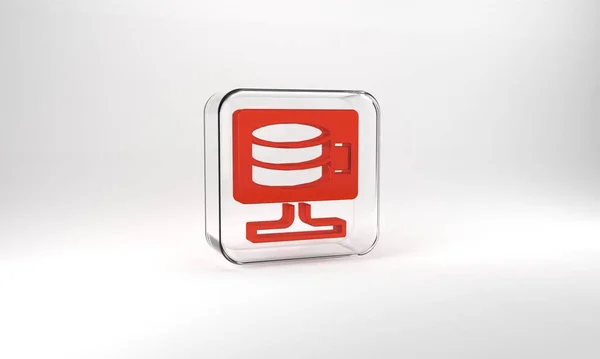 Red Cloud Database Icon Isolated Grey Background Cloud Computing Concept — 图库照片