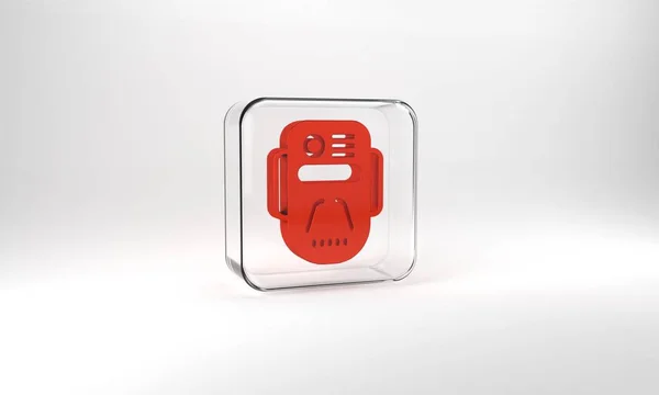 Red Artificial Intelligence Robot Icon Isolated Grey Background Machine Learning — Stok fotoğraf