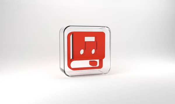 Red Audio Book Icon Isolated Grey Background Musical Note Book — Photo