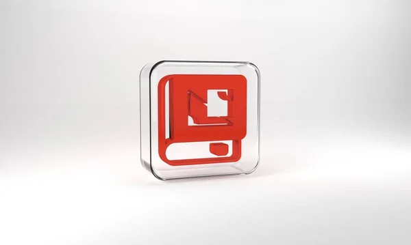 Red Book Geometry Icon Isolated Grey Background Glass Square Button — Stockfoto