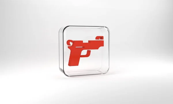 Red Pistol Gun Icon Isolated Grey Background Police Military Handgun — Stockfoto