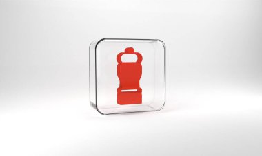 Red Pepper icon isolated on grey background. Cooking spices. Glass square button. 3d illustration 3D render.