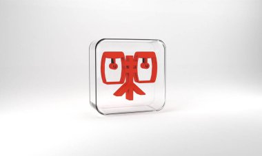Red Conga drums icon isolated on grey background. Musical instrument. Glass square button. 3d illustration 3D render.