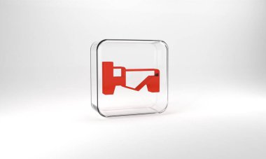 Red Bed icon isolated on grey background. Glass square button. 3d illustration 3D render.