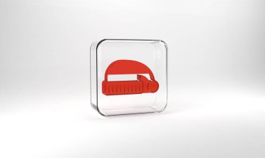 Red Sleeping hat icon isolated on grey background. Cap for sleep. Glass square button. 3d illustration 3D render.