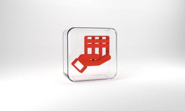 Red Book donation icon isolated on grey background. Glass square button. 3d illustration 3D render.
