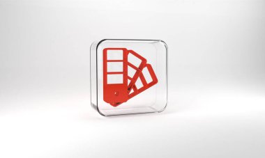 Red Color palette guide icon isolated on grey background. Glass square button. 3d illustration 3D render.