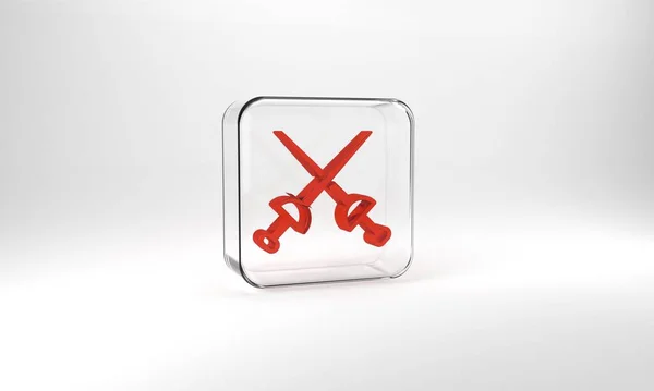 Иконка Красный Забор Выделена Сером Фоне Спортивное Оборудование Стеклянная Кнопка — стоковое фото
