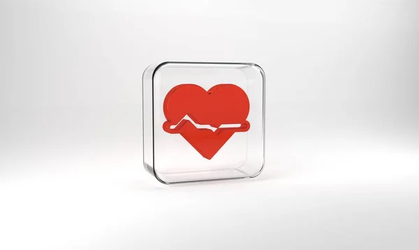 Красный Сердечный Ритм Значок Изолирован Сером Фоне Знак Сердцебиения Икона — стоковое фото