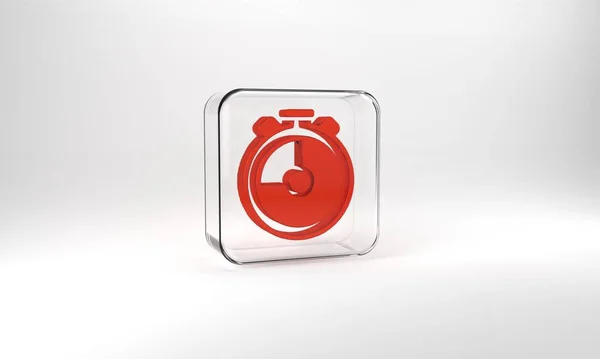Red Stopwatch Icon Isolated Grey Background Time Timer Sign Chronometer — 图库照片