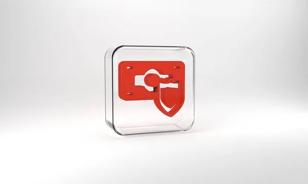 Red Money Shield Icon Isolated Grey Background Insurance Concept Security — Stock Photo, Image