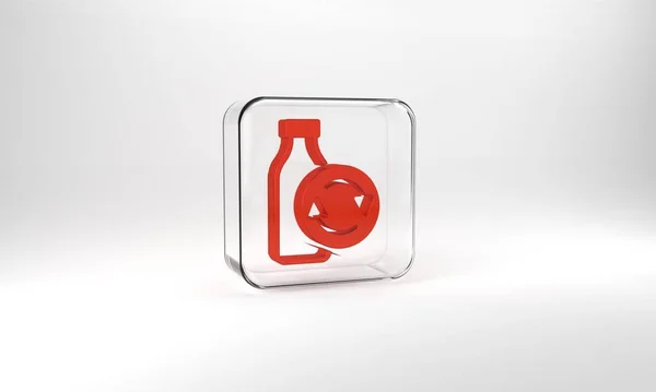 Red Recycling Plastic Bottle Icon Isolated Grey Background Glass Square — 스톡 사진