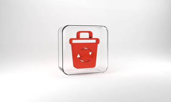 Red Recycle Bin Recycle Symbol Icon Isolated Grey Background Trash — Photo