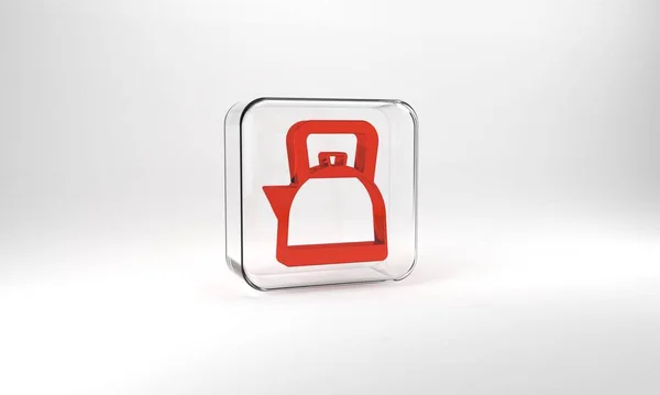 Red Kettle Handle Icon Isolated Grey Background Teapot Icon Glass — Stock Photo, Image