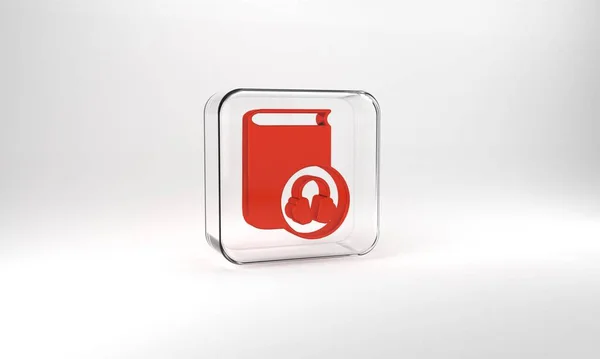 Red Audio Book Icon Isolated Grey Background Book Headphones Audio — Stock Photo, Image