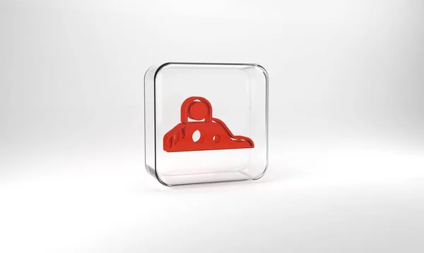Ікона Red Slide Ізольована Сірому Фоні Діти Ковзають Квадратна Кнопка — стокове фото