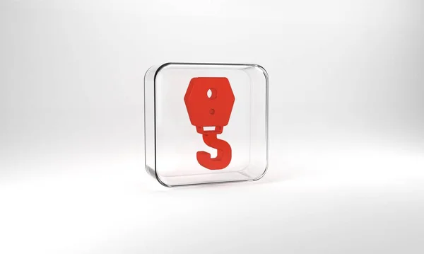 Red Crane Hook Icon Isolated Grey Background Industrial Hook Icon — Stockfoto