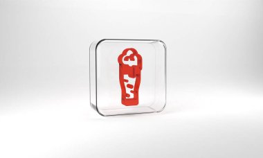 Red Glass of beer icon isolated on grey background. Happy Saint Patricks day. National Irish holiday. Glass square button. 3d illustration 3D render.