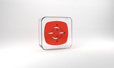 Red Target sport icon isolated on grey background. Clean target with numbers for shooting range or shooting. Glass square button. 3d illustration 3D render.