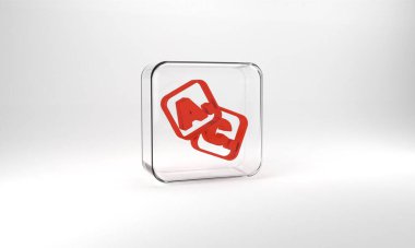 Red Bingo icon isolated on grey background. Lottery tickets for american bingo game. Glass square button. 3d illustration 3D render.