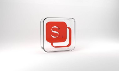 Red Bingo icon isolated on grey background. Lottery tickets for american bingo game. Glass square button. 3d illustration 3D render.