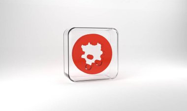 Red Rice in a bowl icon isolated on grey background. Traditional Asian food. Glass square button. 3d illustration 3D render.