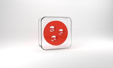Red Sushi icon isolated on grey background. Traditional Japanese food. Glass square button. 3d illustration 3D render.