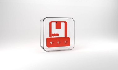 Red Consumer or customer product rating icon isolated on grey background. Glass square button. 3d illustration 3D render.