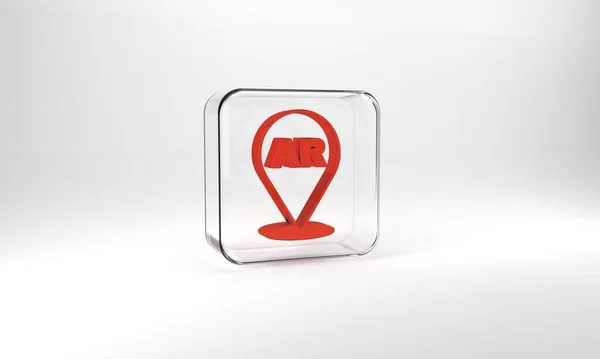 Red Augmented Reality Icon Isolated Grey Background Virtual Futuristic Wearable — Zdjęcie stockowe