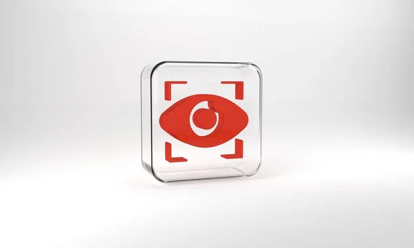 Red Big Brother Electronic Eye Icon Isolated Grey Background Global — Zdjęcie stockowe