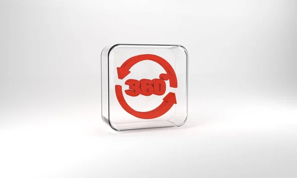 Red 360 Degree View Icon Isolated Grey Background Virtual Reality — Fotografie, imagine de stoc