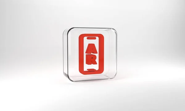 Red Augmented Reality Icon Isolated Grey Background Virtual Futuristic Wearable — Stockfoto