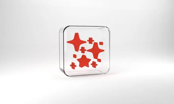 Red Sparkle Stars Magical Glitter Particles Icon Isolated Grey Background — Stok fotoğraf