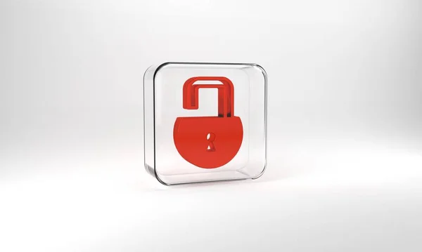 Red Open Padlock Icon Isolated Grey Background Opened Lock Sign — Stock Photo, Image