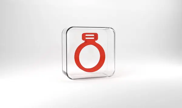 Red Fantasy Magic Stone Ring Gem Icon Isolated Grey Background — Stockfoto