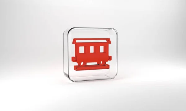 Red Passenger Train Cars Icon Isolated Grey Background Railway Carriage — Stockfoto