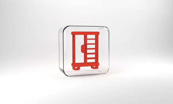 Red Wardrobe Icon Isolated Grey Background Cupboard Sign Glass Square —  Fotos de Stock