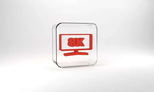 Red Computer Monitor Icon Isolated Grey Background Component Sign Glass — Stockfoto