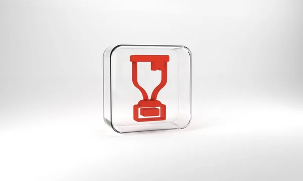 Red Award Cup Icon Isolated Grey Background Winner Trophy Symbol — Stock Photo, Image