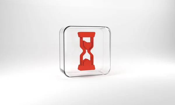 Red Old Hourglass Flowing Sand Icon Isolated Grey Background Sand — Stockfoto