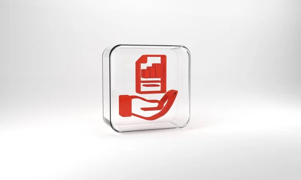 Red Contract Hand Icon Isolated Grey Background Insurance Concept Security — Stock Photo, Image