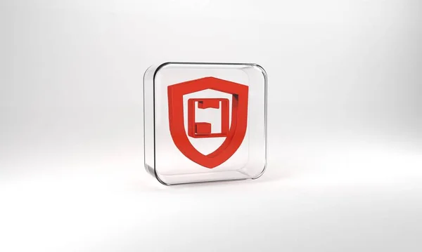 Red Delivery Security Shield Icon Isolated Grey Background Delivery Insurance — Stockfoto